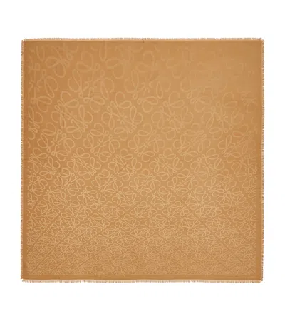Loewe Silk-wool Anagram Scarf In Brown
