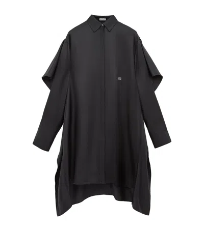 Loewe Silk-blend Draped Shirt Dress In Black