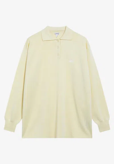 Loewe Silk-blend Polo Sweater In Yellow