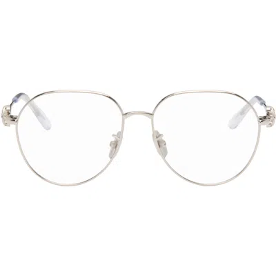 Loewe Silver Anagram Aviator Glasses In Shiny Palladium