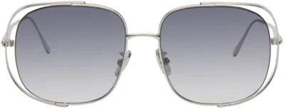 Loewe Silver Cutout Square Sunglasses In Shiny Palladium / Gr