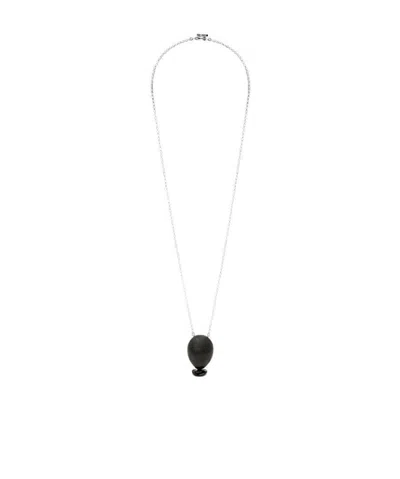 Loewe Silver Necklace With Logo In Black