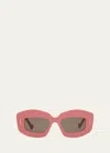 Loewe Silver Screen 49mm Rectangular Sunglasses In Havana Brown