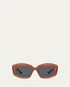 Loewe Rectangle Frame Sunglasses In Red Smoke