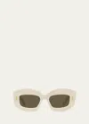 Loewe Silver Screen Chunky Acetate Rectangle Sunglasses In Shiny Pink Brown