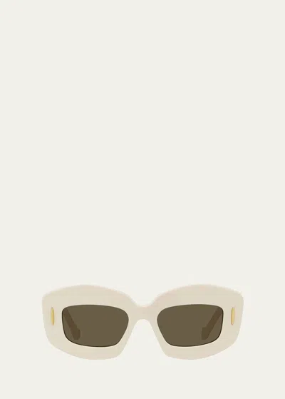 Loewe Silver Screen Chunky Acetate Rectangle Sunglasses In Shiny Pink Brown