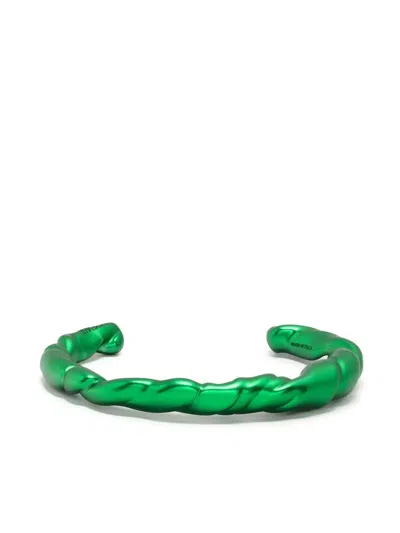 Loewe Twisted Metallic Open Cuff Bracelet In Darkgreen