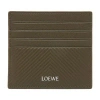Loewe Simple Open Cardholder In Supple Grained Calf Leather In Green