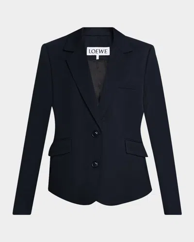Loewe Single-breasted Belt Cinched Tailored Jacket In Blue