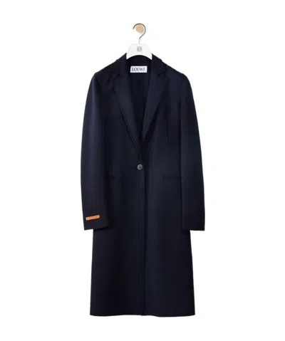 Loewe Single-breasted Coat In Black