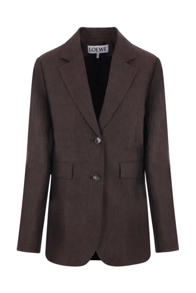 Loewe Single Breasted Jacket In Brown