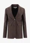 Loewe Linen Single-breasted Tailored Jacket Jackets Brown In Brown