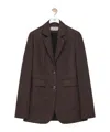 Loewe Single-breasted Linen Blazer In Brown