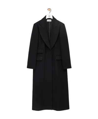 Loewe Single-breasted Long Coat In Black
