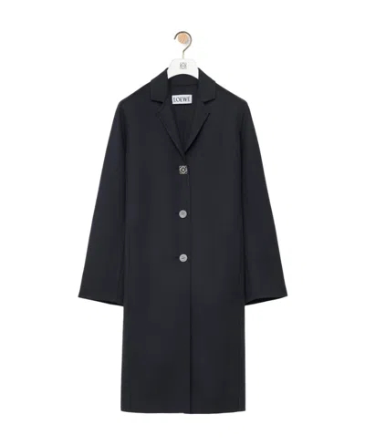Loewe Single-breasted Long-sleeved Coat In Black