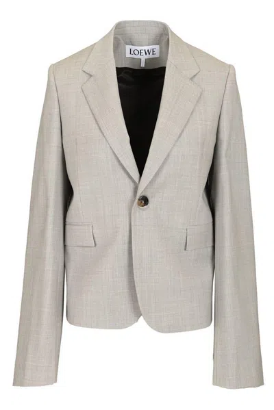 Loewe Single-breasted Tailored Blazer In Gray