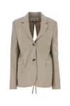Loewe Embroidered Wool Blazer In Gray