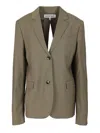 Loewe Womens Khaki Green Split-back Single-breasted Wool Blazer In Green