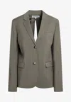 Loewe Womens Khaki Green Split-back Single-breasted Wool Blazer In Brown