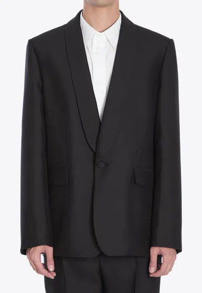 Loewe Single-breasted Wool And Silk Jacket In Black