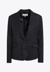 Loewe Wool Blazer With Notch Lapel And Back Buckle In Blue