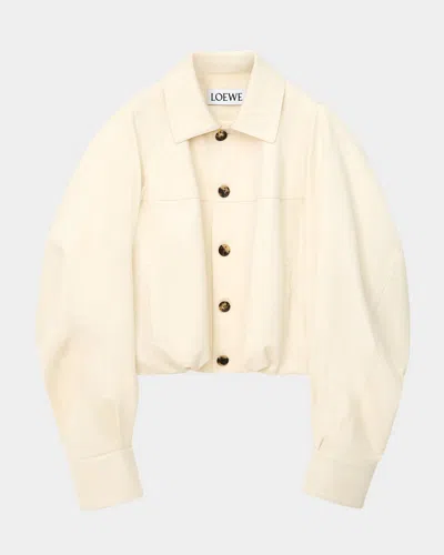 Loewe Single-breasted Cotton Balloon Jacket In White