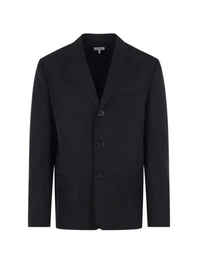 Loewe Single-breasted Wool Jacket In Black