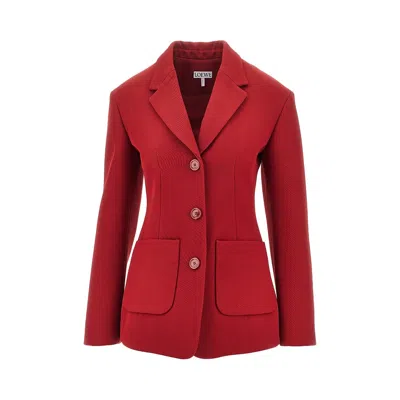 Loewe Wool-blend Blazer With Silk-blend Lining In Red