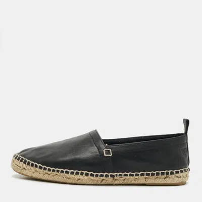 Pre-owned Loewe Size 40 Black Leather Espadrille Flats