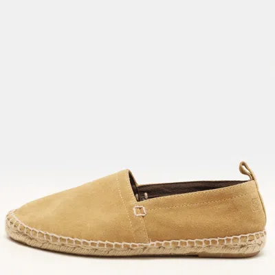 Pre-owned Loewe Size 40 Brown Suede Espadrille Flats