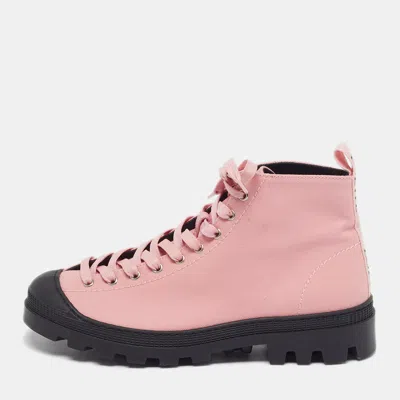 Pre-owned Loewe Size 43 Pink Canvas Ankle Length Boots