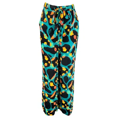Pre-owned Loewe Size Xs Multi-color Viscose Shell Print Drawstring Casual Pants In Black