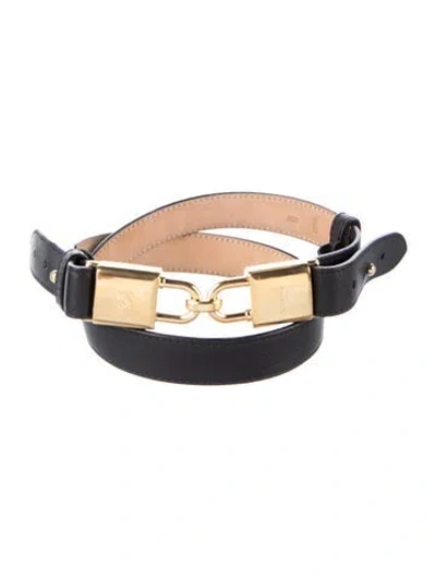Pre-owned Loewe Skinny Leather Belt In Black