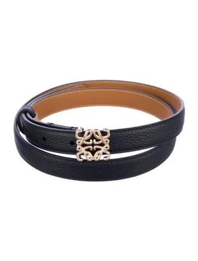 Pre-owned Loewe Skinny Leather Belt In Black