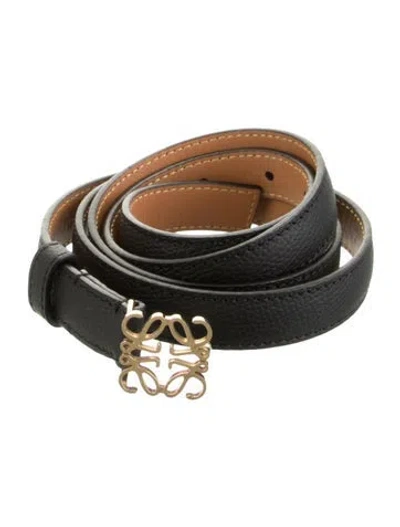Pre-owned Loewe Skinny Leather Belt In Black