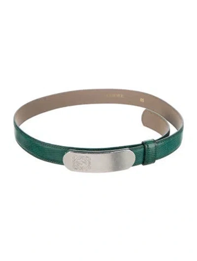 Pre-owned Loewe Skinny Leather Belt In Green