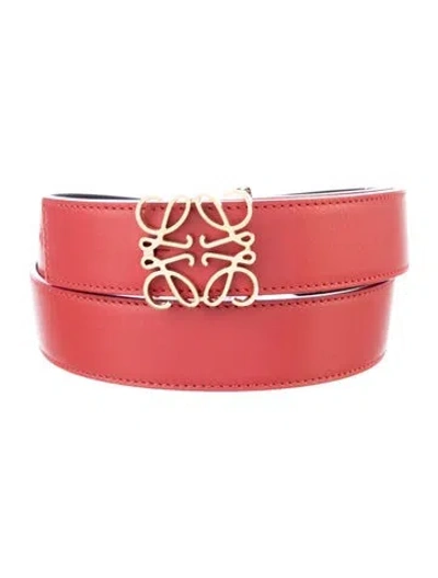 Pre-owned Loewe Skinny Leather Belt Kit In Red