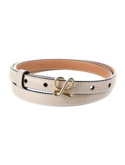 Pre-owned Loewe Skinny Leather Belt In Neutral