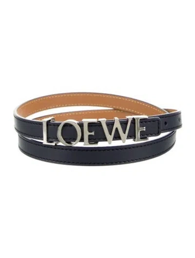 Pre-owned Loewe Skinny Leather Waist Belt In Blue
