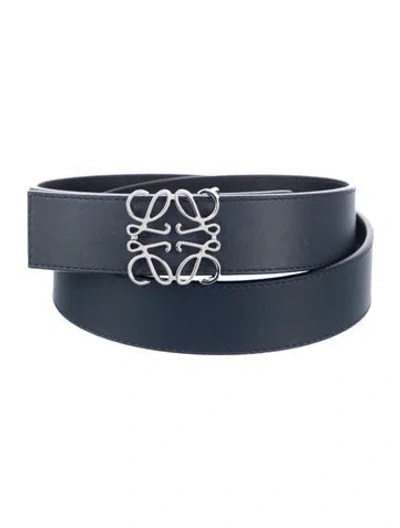 Pre-owned Loewe Skinny Leather Waist Belt In Blue