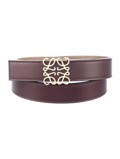 Pre-owned Loewe Skinny Leather Waist Belt W/ Tags In Burgundy