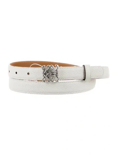 Pre-owned Loewe Skinny Leather Waist Belt In White