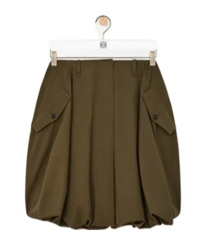 Loewe Button-pockets Mini Skirt In Green