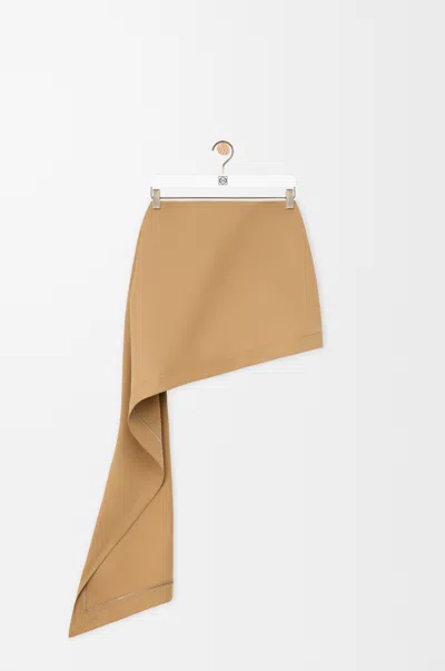 Loewe Womens Beige Draped-side Asymmetric-hem Cotton-blend Mini Skirt In Multi