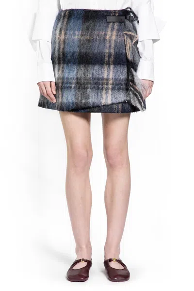 Loewe Skirt In Mohair And Wool Blend In Blue