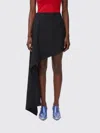 Loewe Womens Black Draped-side Asymmetric-hem Cotton-blend Mini Skirt In Black
