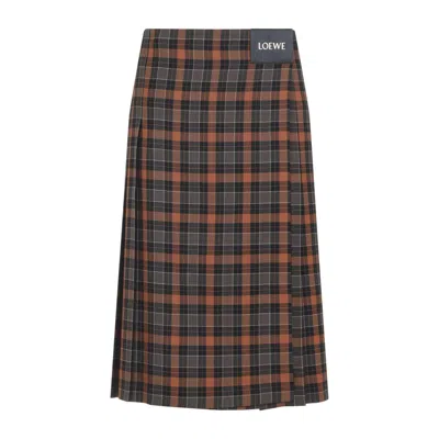 Loewe High Waist Pleated Skirt In Gray