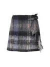Loewe Blue Checked Mini Skirt In Mohair And Wool Blend In Multi