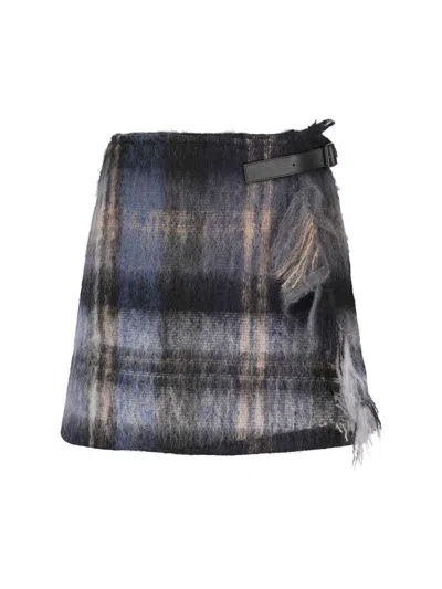 Loewe Plaid Buckle-detailing Skirt In Multi