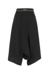 Loewe Womens Anthracite Melange Logo-embroidered Asymmetric Wool Midi Skirt In Grey